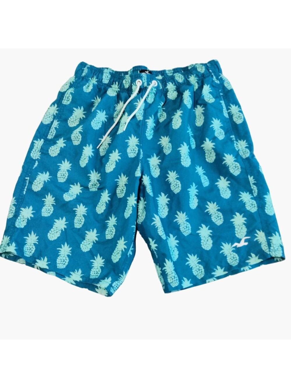 Hollister Swim Shorts Trunks Boys M Medium Blue Pineapple Tropical Coastal Surf